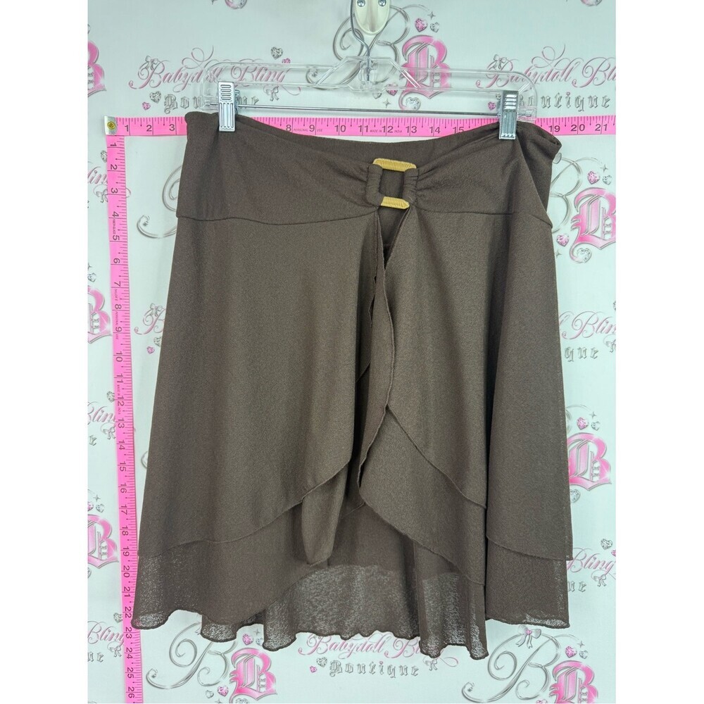 Skirt Y2K tiki style Women's Brown Layered Skirt with Front loop